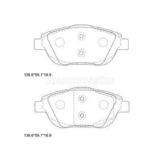 Колодки тормозные перед CITROEN C3 09-/C3 II 09-/C3 PICASSO 09-/DS3 09- SAT