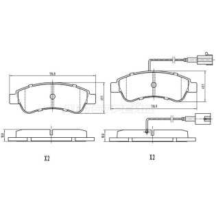 Колодки тормозные зад PEUGEOT BOXER 06- (2 датчика износа) SAT